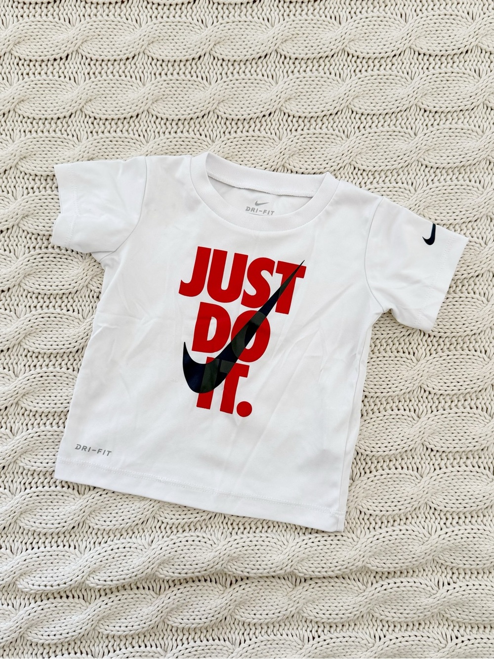 Nike White Tee with Red "JUST DO IT." and Black Swoosh
